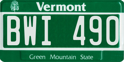 VT license plate BWI490
