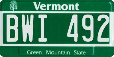 VT license plate BWI492