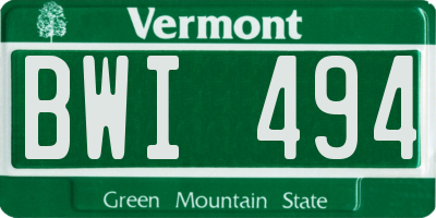 VT license plate BWI494