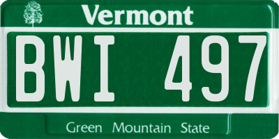 VT license plate BWI497