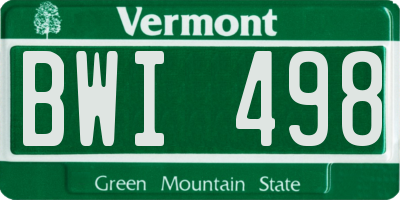 VT license plate BWI498