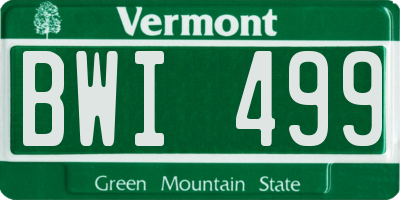 VT license plate BWI499
