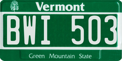 VT license plate BWI503