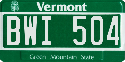 VT license plate BWI504