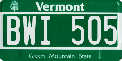 VT license plate BWI505
