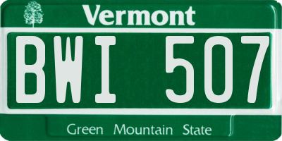 VT license plate BWI507
