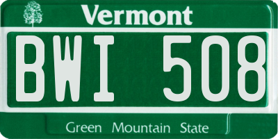 VT license plate BWI508