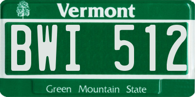 VT license plate BWI512