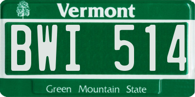VT license plate BWI514