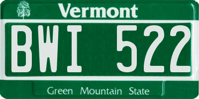 VT license plate BWI522