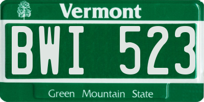 VT license plate BWI523
