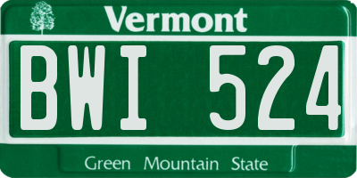 VT license plate BWI524
