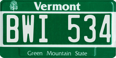 VT license plate BWI534