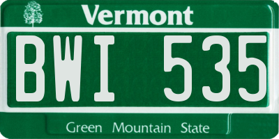 VT license plate BWI535