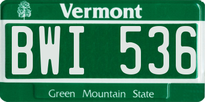 VT license plate BWI536