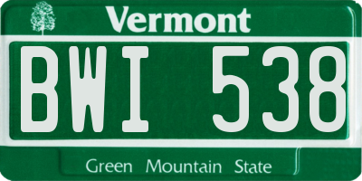 VT license plate BWI538