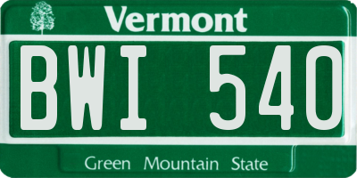VT license plate BWI540