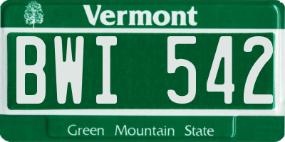 VT license plate BWI542