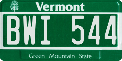 VT license plate BWI544