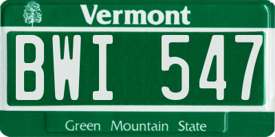 VT license plate BWI547