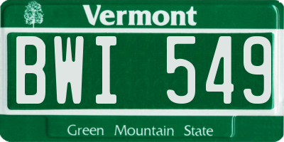 VT license plate BWI549
