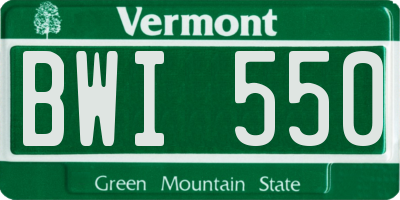 VT license plate BWI550
