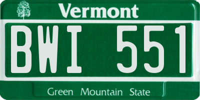 VT license plate BWI551