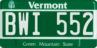 VT license plate BWI552