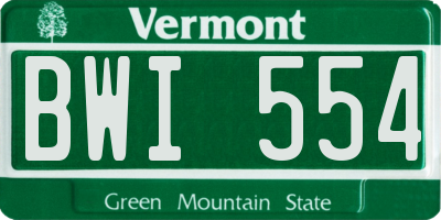 VT license plate BWI554