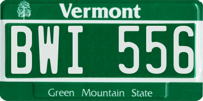 VT license plate BWI556