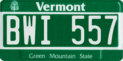 VT license plate BWI557