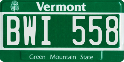 VT license plate BWI558