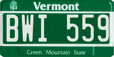 VT license plate BWI559