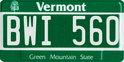 VT license plate BWI560