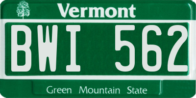 VT license plate BWI562