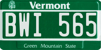 VT license plate BWI565