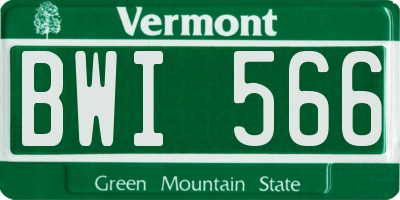 VT license plate BWI566