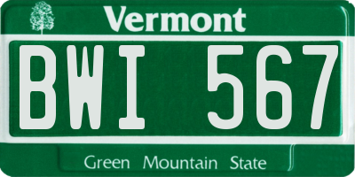 VT license plate BWI567