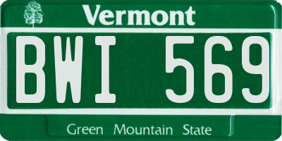 VT license plate BWI569