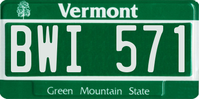VT license plate BWI571