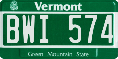 VT license plate BWI574