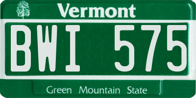 VT license plate BWI575