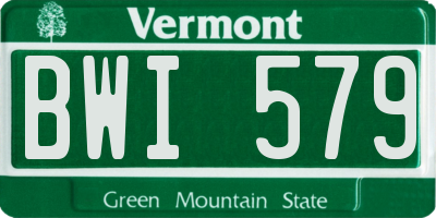 VT license plate BWI579