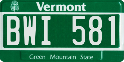 VT license plate BWI581