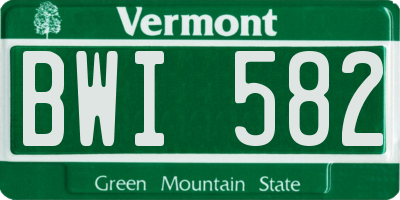 VT license plate BWI582