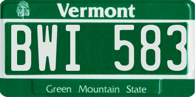 VT license plate BWI583