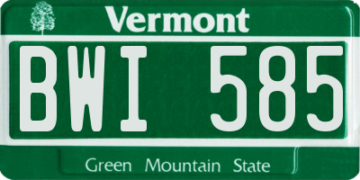 VT license plate BWI585