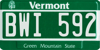 VT license plate BWI592