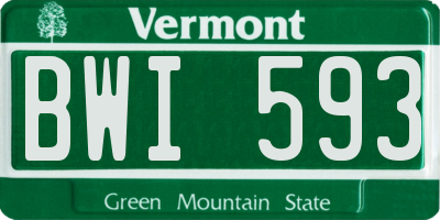 VT license plate BWI593