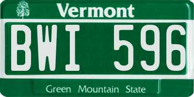 VT license plate BWI596